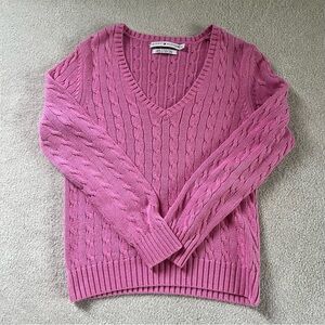 Tommy Hilfiger Women’s Pink Knit V-Neck Sweater